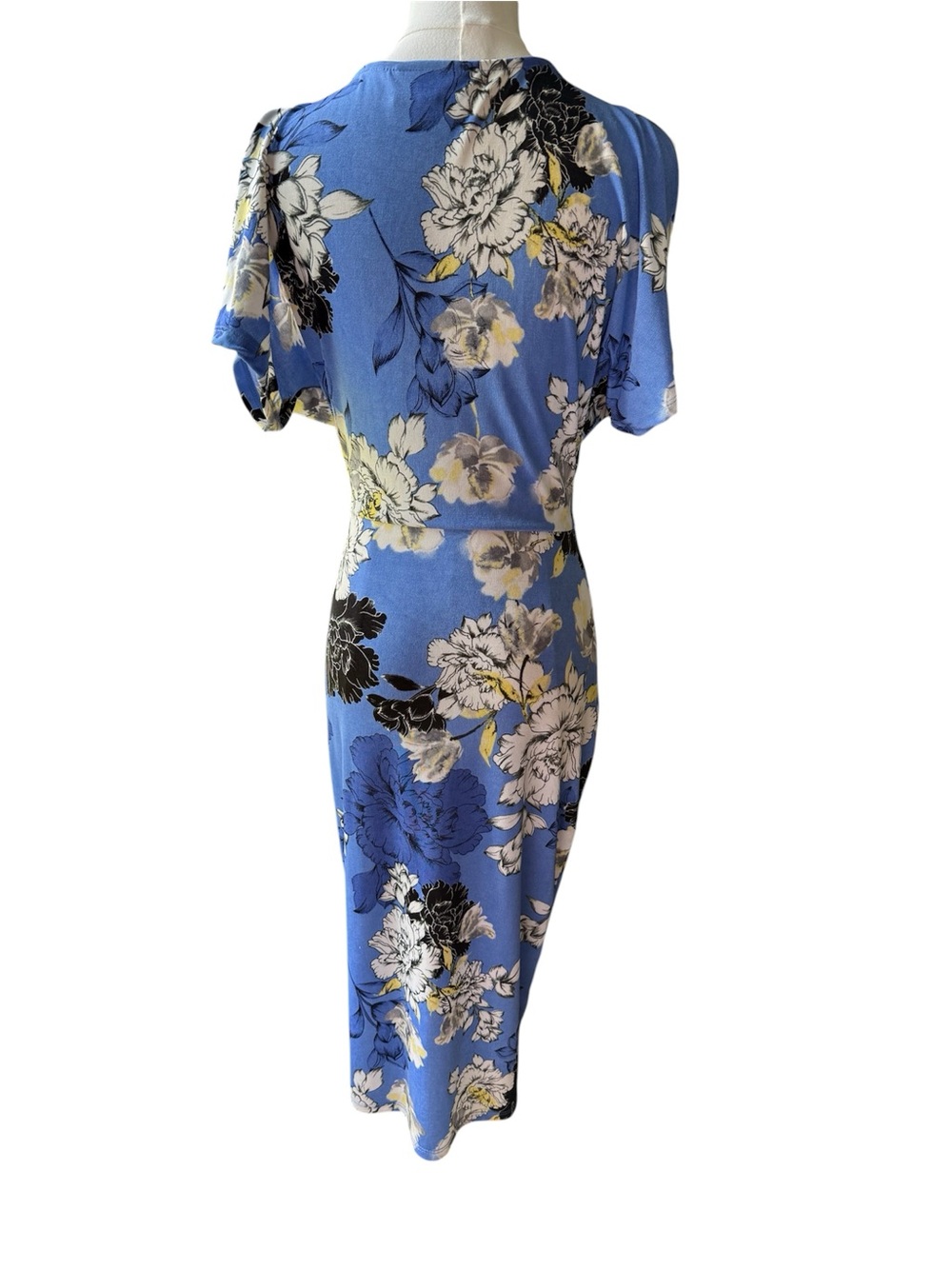 Jennifer Lopez Blue Floral Twist-Front Midi Dress size XS - Picture 3 of 8